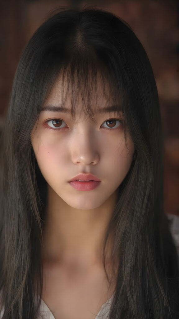 A (((beautiful Asian girl))) who exudes an air of youthful confidence, with (((long, straight silky black hair))), that falls in soft, gentle waves framing her face, complemented by delicate, (((freckles))). Her features are (((perfectly symmetrical))), with (((bright, piercing red eyes))), that gives off an ethereal glow. Looking directly into the camera, she emits an unmistakable air of elegance and grace. (((Full body view))) The overall atmosphere of the photograph is one of (extreme detail and clarity) that reflects a (hyper realistic and hyper detailed rendering) of this stunningly beautiful scene, showcasing this breathtaking girl in a truly unforgettable moment.