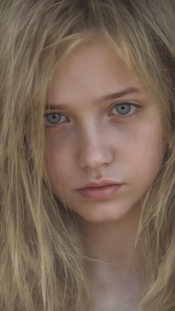 A (((beautiful cute young girl))), age 18, with (((extremely long, straight hair))), that gracefully (((falls down))) in soft (((waves))), blending into a backdrop of a (round, squarish face) with (eyes that convey a sense of innocence and wonder), as if lost in a moment of serene (breathtaking beauty). The scene evokes a feeling of warmth and magic