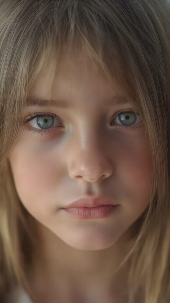 A (((detailed portrait))) of a (((beautiful young girl))) with a ((vividly colorful and hyper-detailed expressive, glossy lips, and expressive big happy eyes, yet delicate facial features. Her long, straight hair framing her face as she gazes confidently forward. Her skin is exuding (hyper-realistic, detailed texture), adorned with a (short, intricate colorful floral pattern) that draws attention to her slender figure.