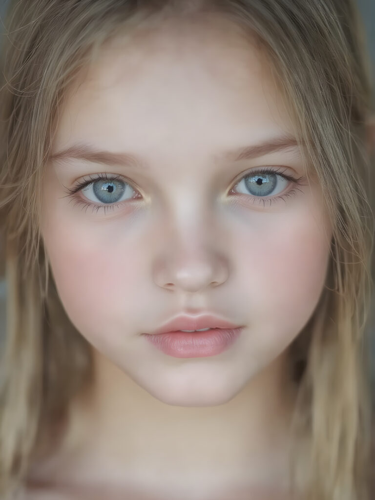 A (((detailed portrait))) of a (((beautiful young girl, a wonderful, soft, flawless face))) with a ((vividly colorful and hyper-detailed expressive, glossy lips, and expressive big happy eyes, yet delicate facial features. Her long, straight hair framing her face as she gazes confidently forward. Her skin is exuding (hyper-realistic, detailed texture), adorned with a (short, intricate colorful floral pattern) that draws attention to her slender figure.