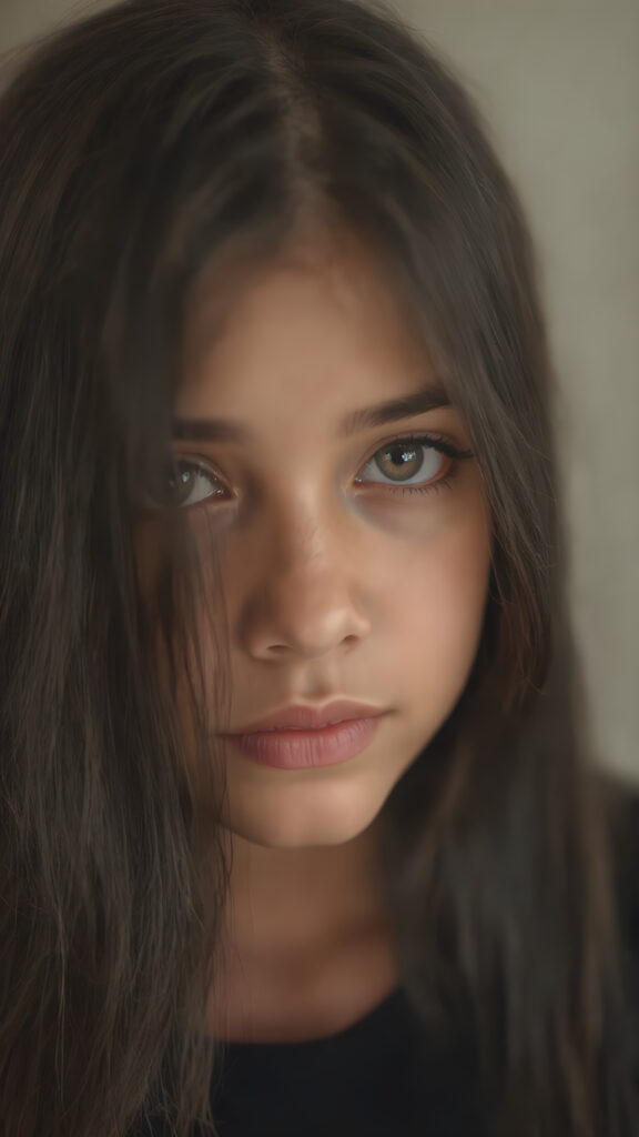 A (((full body))) (((super realistic perfect Arab girl))), of tender years, with a (((soft, round, and slightly upturned nose))), (((black, silky, straight, and slightly long hair))), that falls down in a wave around her face, framing a (((full, round, and slightly upturned eye that reflects its surroundings beautifully))), a (((beautifully proportioned figure))), that exudes a (((super realistic, high-resolution, and ultra high detail))), reminiscent of a (((cinematic light scenario))), with a (((warm, inviting glow))) as a backdrop