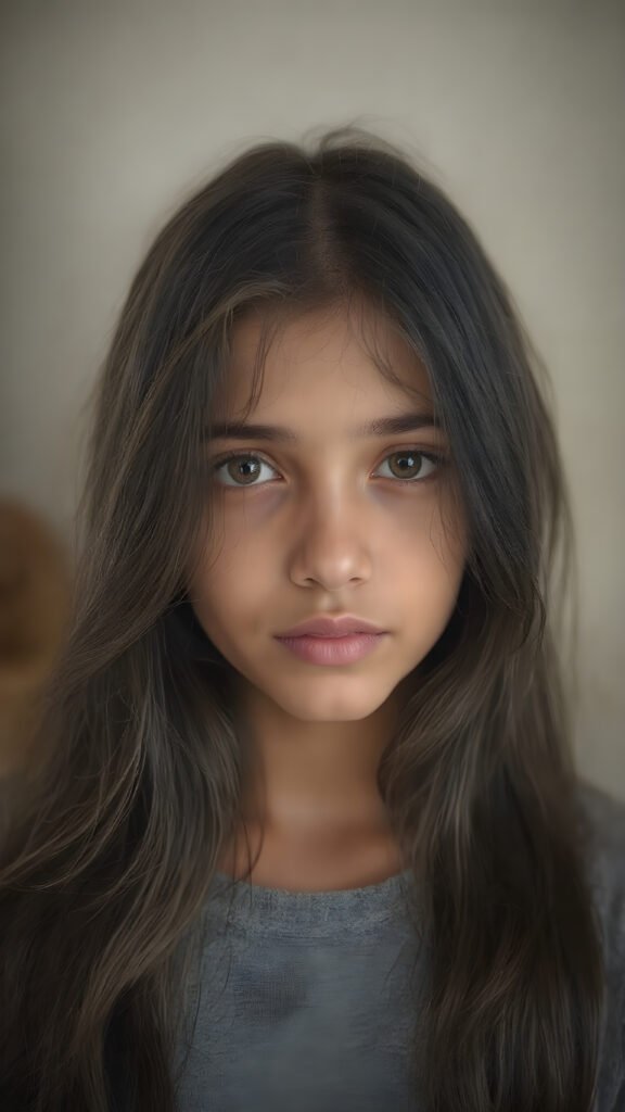 A (((full body))) (((super realistic perfect Arab girl))), of tender years, with a (((soft, round, and slightly upturned nose))), (((black, silky, straight, and slightly long hair))), that falls down in a wave around her face, framing a (((full, round, and slightly upturned eye that reflects its surroundings beautifully))), a (((beautifully proportioned figure))), that exudes a (((super realistic, high-resolution, and ultra high detail))), reminiscent of a (((cinematic light scenario))), with a (((warm, inviting glow))) as a backdrop