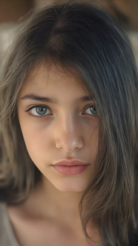 A (((full body))) (((super realistic perfect Arab girl))), of tender years, with a (((soft, round, and slightly upturned nose))), (((black, silky, straight, and slightly long hair))), that falls down in a wave around her face, framing a (((full, round, and slightly upturned eye that reflects its surroundings beautifully))), a (((beautifully proportioned figure))), that exudes a (((super realistic, high-resolution, and ultra high detail))), reminiscent of a (((cinematic light scenario))), with a (((warm, inviting glow))) as a backdrop