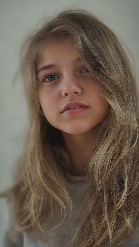 A (hyper-realistic, highly-detailed, vivid (((full upper body photo))), with ((warm highlights)), (((dramatic cool-toned diffuse back-lighting))), ((crisp details)), captured at ((the peak of the season)) for a (beautiful young teen girl) with ((long, soft, hazelnut wavy hair)), ((dark eyes)), ((natural light makeup)), and ((detailed, matching, perfect teeth)), in a ((natural pose)), ((looking up at the camera)), exuding ((full body allure))