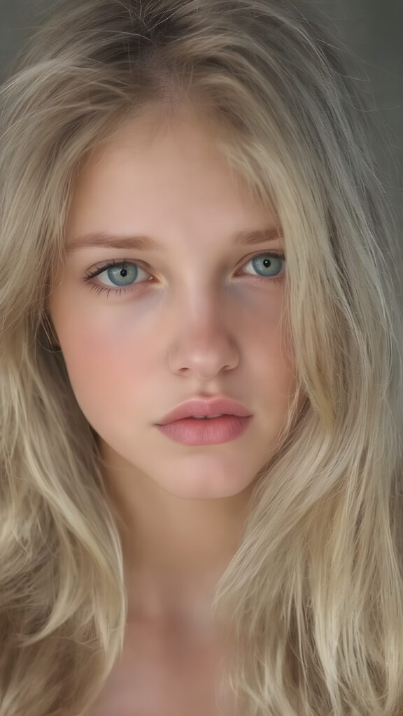A (((pretty 18-year-old girl))), with (((light-colored skin))), (((adorable eyes))), and long, flowing (((blonde hair))) featuring ((blondish highlights)) that give off a glowing, natural warmth. She's exuding an air of youthful confidence and vitality