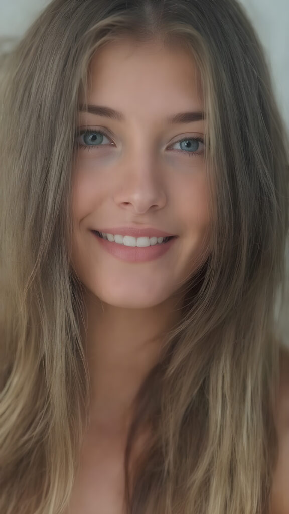 A stunningly detailed (((upper body photograph))), inspired by the works of OnlyFans Model, a teen with an ultra-realistic long, straight black and blonde hair, showcasing highly detailed, intricate eye and face, natural-looking skin texture, in a natural and tasteful pose, smiling with perfectly white teeth, captured in the best light for a high-quality, shallow depth of field image that exudes natural beauty and hyperrealism