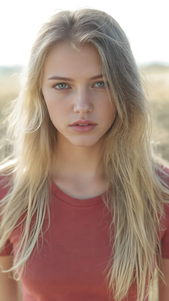 A stunningly realistic (((full body photograph))), capturing a (((beautiful teen girls))) in a warm, summer breeze with her long, flowing white hair cascading down in a (sunny glow), accompanied by (perfectly shaped, almond-like eyes) giving off a youthful and innocent vibe. Her lips are full and painted in a (bright red hue), perfectly symmetrical and perfectly aligned. She's clad in an (extremely tight and very short t-shirt) and (very tight and flared out, long and delicate (short shorts) that give off a (cool, windswept vibe). The scene is framed from a slightly above eye level, showcasing the full body and the (distinctive patterns and hues) of the clothing. She has a (clearly drawn face), with a perfect symmetry that draws the eye in. The image exudes a (soft glow) and a (high level of detail) reminiscent of an (Ultra High Definition, 8K) visual image, evoking the essence of summer and the beauty of a (realistic, youthful model) in a (perfectly drawn pose).
