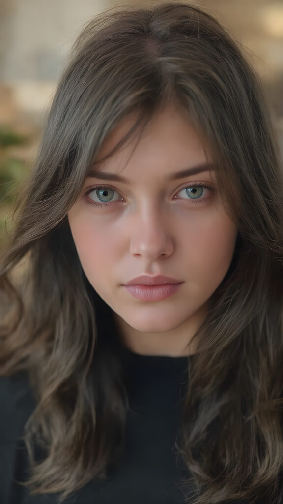 A (((super cute and stunning e-girl))) in 2024, with flowing black hair that gracefully frames her face, dressed in a sleek and form-fitting clothes that accentuates her feminine curves. Her features are exquisite, with (vividly green eyes) that sparkle with an air of sophistication and endearment. Her skin is fair and flawless, with a natural glow that enhances her features. She exudes an air of confidence and poise, as if she is effortlessly beautiful, she stands out not only for her appearance but also for her playful and warm expression, making her even more adorable and captivating.