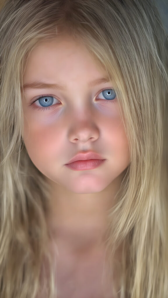 A (((very cute young girl), with (((extremely long, straight, thick, untucked natural white golden blonde hair))), which flows down to her hips, and (bright natural blue eyes), that reflect a soft glow, framing a (full, round face) with (full, defined lips) that are painted in (soft, natural tones) and (barely parted) to convey a sense of fatigue. Her expression is one of (extreme tiredness) and her hair is (pretty much untucked) with (pretty natural amber eyes) that convey a sense of (natural beauty). A ((perfectly detailed and evenly distributed 16K resolution, with intricate details and a warm, inviting tone, that gives off a (soft, natural glow))) completes this image, which exudes an (extreme feeling of tiredness) that is both inviting and (hyper realistic).