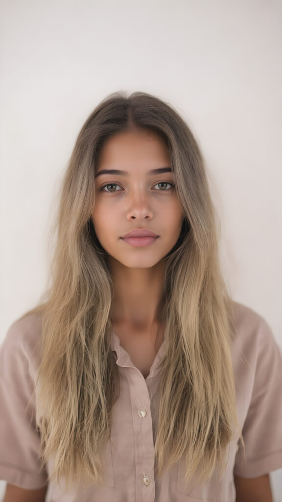 A (((vivid Full Body Portrait))) showcasing a (((natural girl))) with long, (((Detailed Hair))), flowing down her shoulders and cascading down her back, her lips are full and painted in a (((Light Natural Pink)), matching eyes she’s wearing a (((cotton shirt))), and a (((Natural-toned body))), adorned with (((delicate hand and finger tattoos))), that give off a (((Soft, pastel Glow))). Her attire is (((comfortable, natural, and elegant))). She exudes a (((Natural Beauty))), with a (((light natural pink complexion))), and (((a soft, pastel pink expression))), that complements her (((vibrant, natural eyes))) beautifully. The scene is captured in a (((high-resolution, natural photograph))), with a (((soft, pastel pink light shining on her))) as the backdrop. Her posture is (((the most beautiful part of her body))), as it embodies (((Natural Beauty with a radiant glow))) that radiates an (((Ethereal and Alluring Expression))), which gives off a (((Subtle yet captivating vibe))).