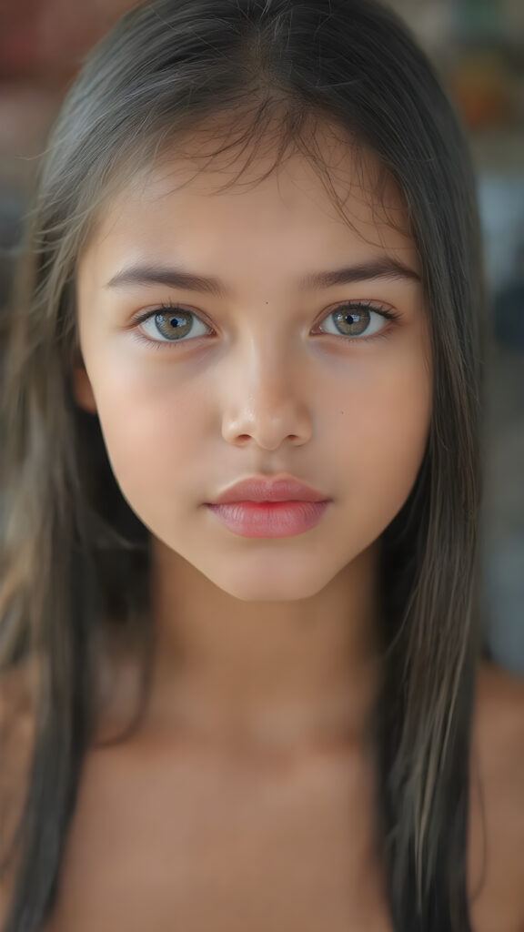 A (((detailed portrait))) of a (((beautiful young girl, a wonderful, soft, flawless face))) with a ((vividly colorful and hyper-detailed expressive, glossy lips, and expressive big happy eyes, yet delicate facial features. Her long, straight soft black hair framing her face as she gazes confidently forward. Her skin is exuding (hyper-realistic, detailed texture), adorned with a (short, intricate colorful floral pattern) that draws attention to her slender figure.