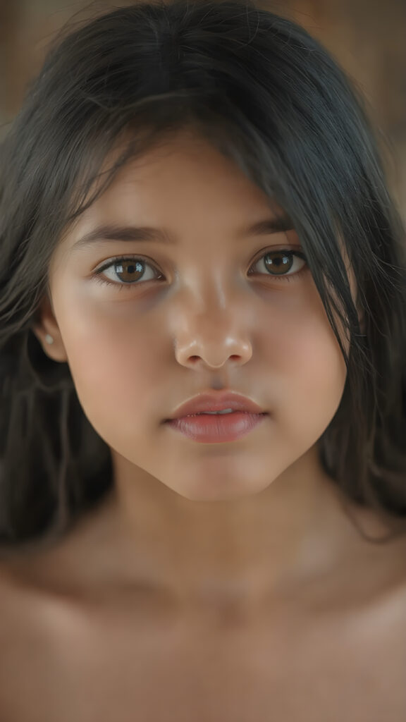 A (((detailed portrait))) of a (((beautiful young girl, a wonderful, soft, flawless face))) with a ((vividly colorful and hyper-detailed expressive, glossy lips, and expressive big happy eyes, yet delicate facial features. Her long, straight soft black hair framing her face as she gazes confidently forward. Her skin is exuding (hyper-realistic, detailed texture), adorned with a (short, intricate colorful floral pattern) that draws attention to her slender figure.