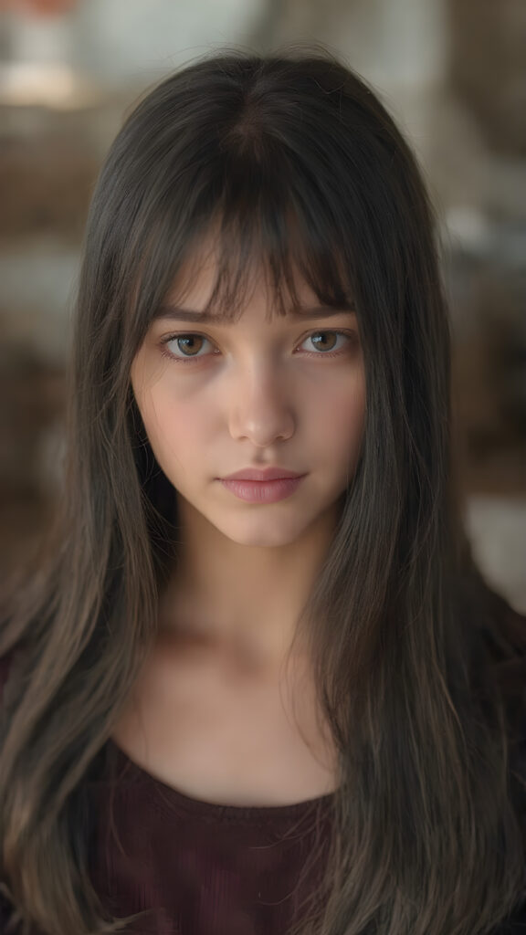 a (((beautiful young girl))) with long, straight black hair and (realistic) dark brown eyes, perfect for showcasing extremely detailed curved body, highly detailed realistic anatomy, realistic digital painting, (((looks at the camera)))