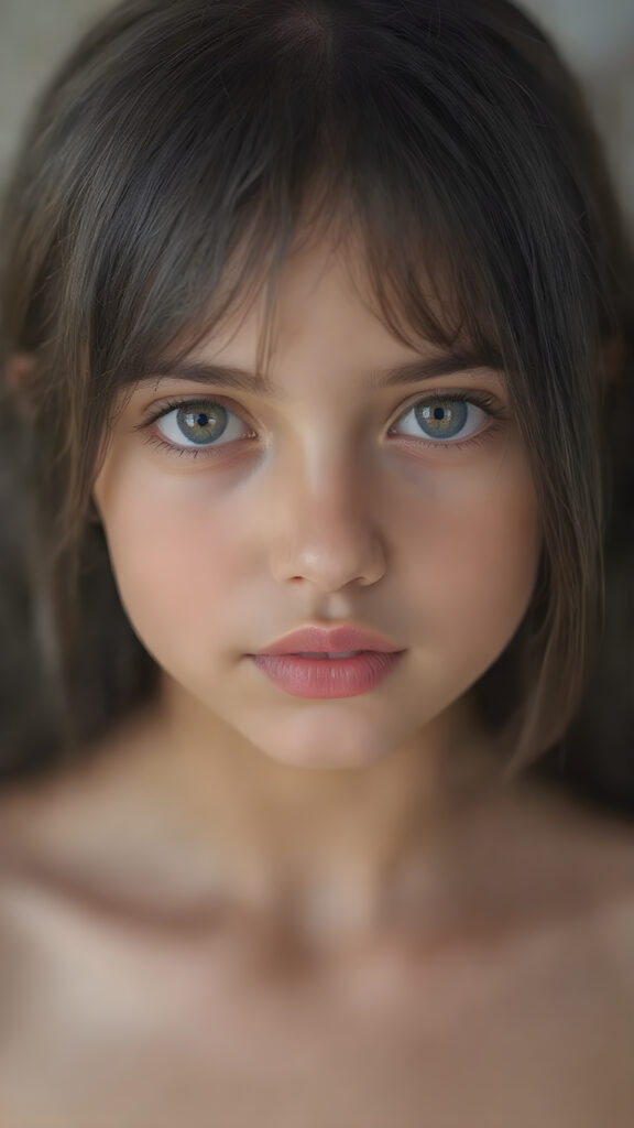 A (((detailed portrait))) of a (((beautiful young girl, a wonderful, soft, flawless face))) with a ((vividly colorful and hyper-detailed expressive, glossy lips, and expressive big happy eyes, yet delicate facial features. Her long, straight soft black hair framing her face as she gazes confidently forward. Her skin is exuding (hyper-realistic, detailed texture), adorned with a (short, intricate colorful floral pattern) that draws attention to her slender figure.