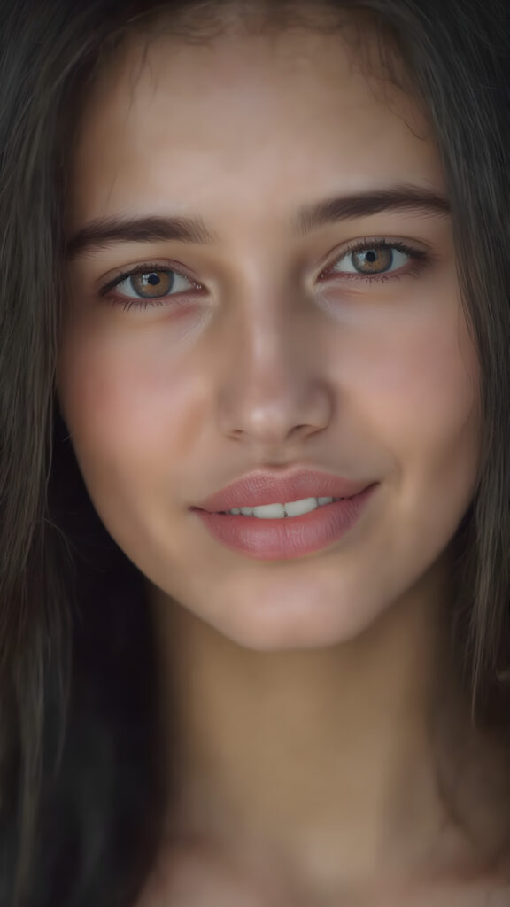 a beautiful, razor-sharp photo of a young Arab woman, flawless skin, full lips, white teeth, long, straight black hair, full head