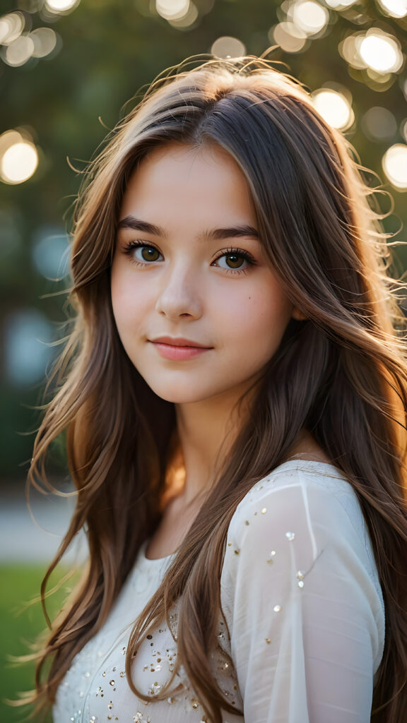 a beautiful teenage girl long radiant hair
