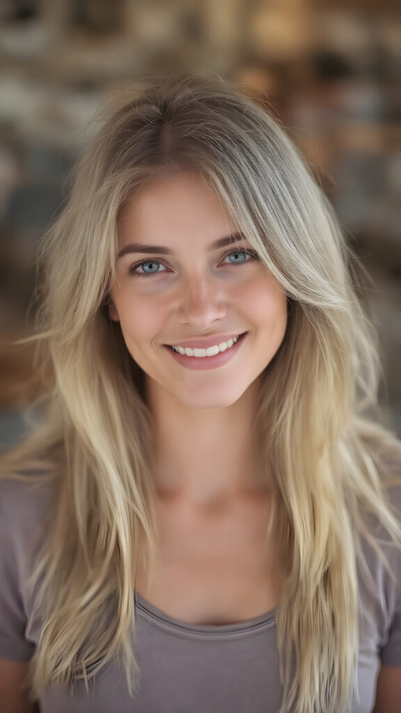 a beautiful you girl, with long blonde hair, smile, she wears a thin cropped t-shirt made of fine silk