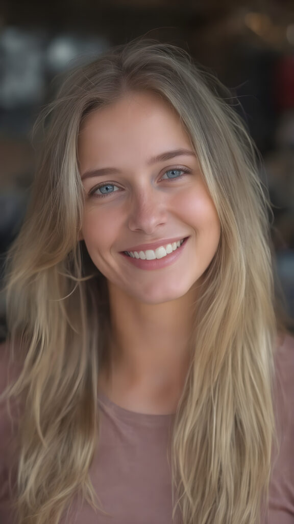 a beautiful you girl, with long blonde hair, smile, she wears a thin cropped t-shirt made of fine silk