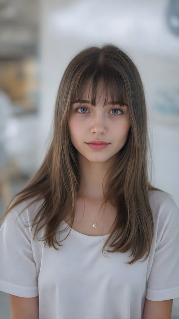 a cute girl, long jet hair, she has a perfect body, wears a super fine Short Sleeve Cotton Jersey Dress