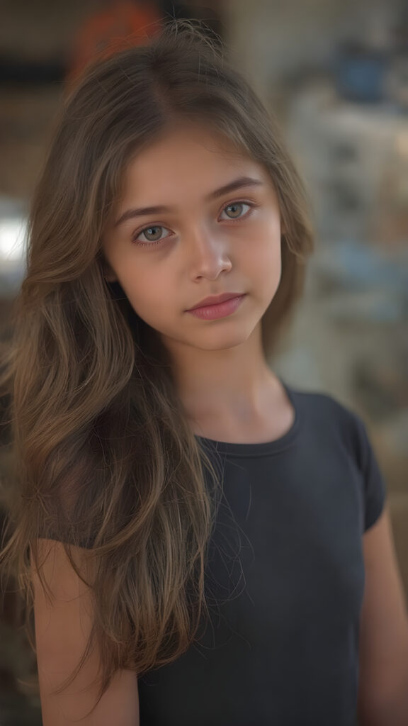 a cute girl, long jet hair, she has a perfect body, wears a super fine Short Sleeve Cotton Jersey Dress