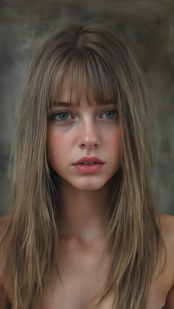 a (((full body view))) of a (((petite teen girl))), with very long straight hair