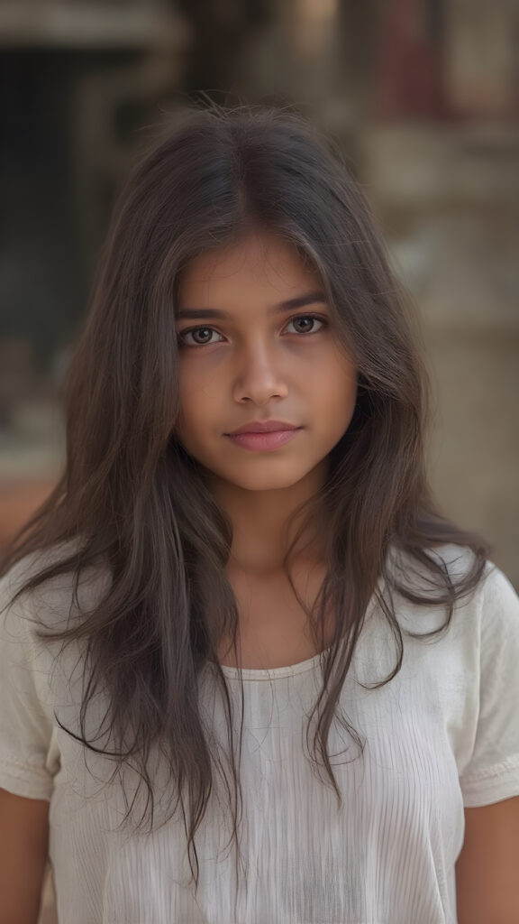 a mesoamerican girl, long hair, cute