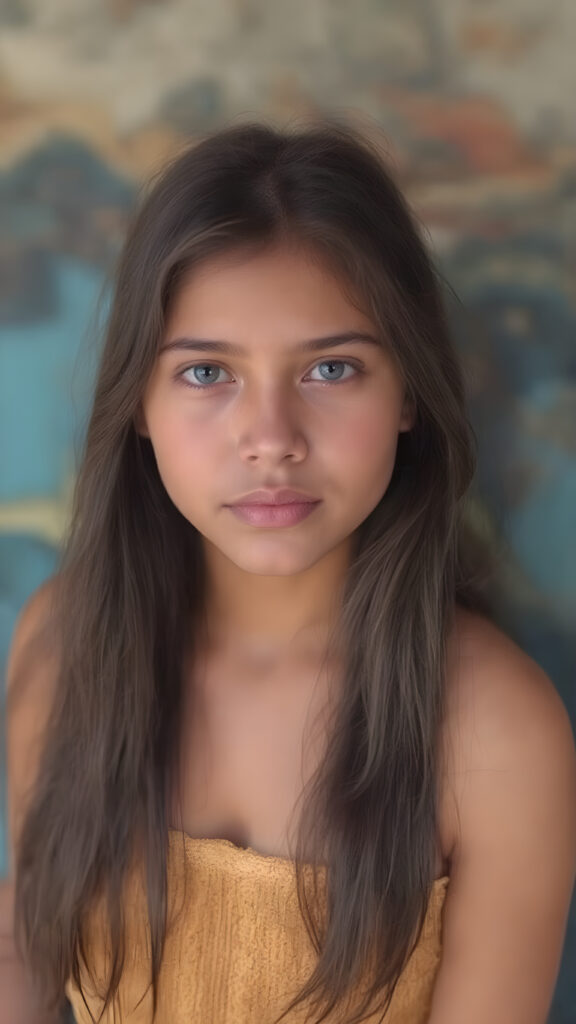 a mesoamerican girl, long hair, cute