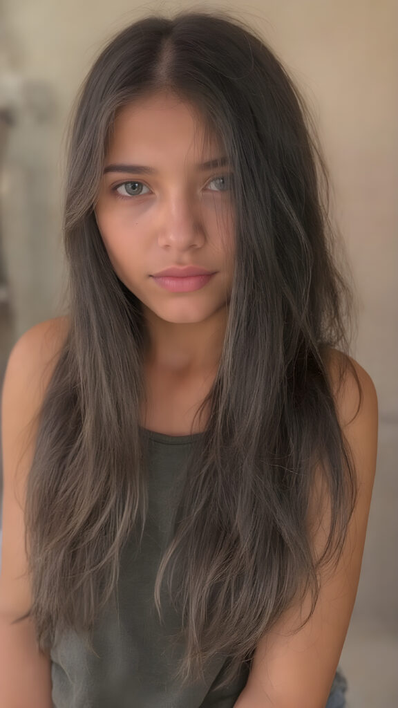 a mesoamerican girl, long hair, cute