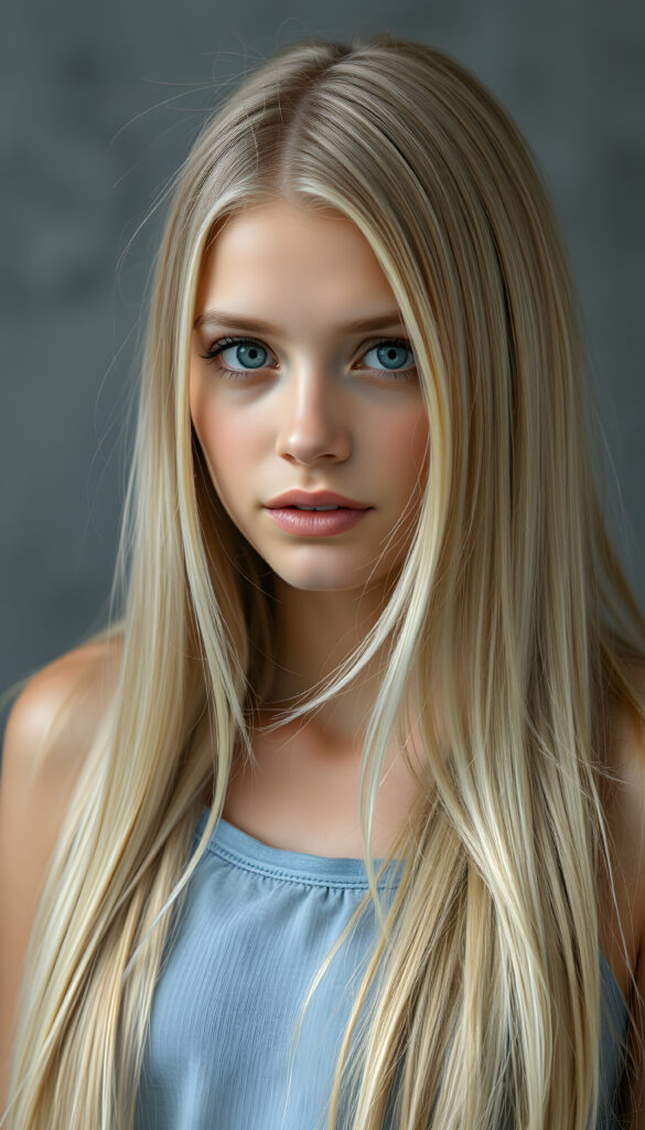 a photo from a realistic detailed blonde girl, long straight hair