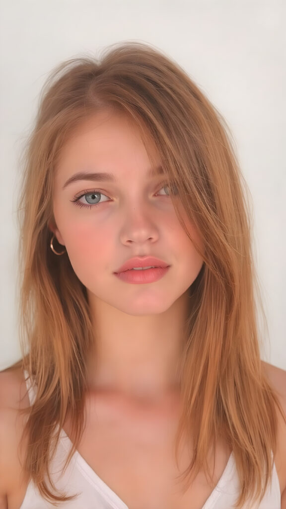 a realistically alcohol ink painting, (((full body picture))) of this cute and teen girl, her jet red silky hair ((straight and smooth at both ends)), cascading down her shoulders and chest. She has ((perfectly shaped lips)), which are full and painted in a (bright red color) that match her eyes. The lips are soft and inviting. The girl wears a ((white cropped short tank top, deep v-neck)), which perfectly complements her figure. Its low cut and short design accentuates her youthful curves in a playful way. The tank top also gives off a soft glow, highlighting her natural beauty. She wears the tank top on a day when she feels like posing, her hair is soft and silky, just like the clothes, enhancing her natural beauty with no extra effort on her part.