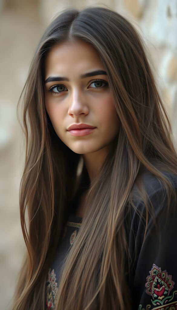 a stunning beautiful natural Afghanistan girl, soft long hair