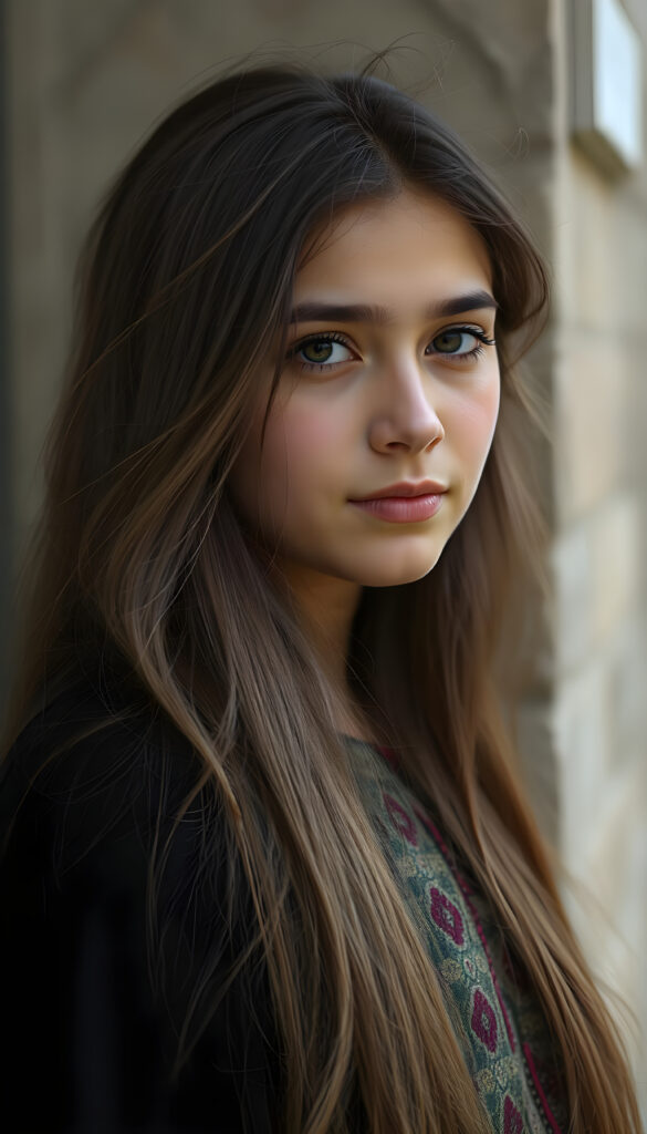 a stunning beautiful natural Afghanistan girl, soft long hair