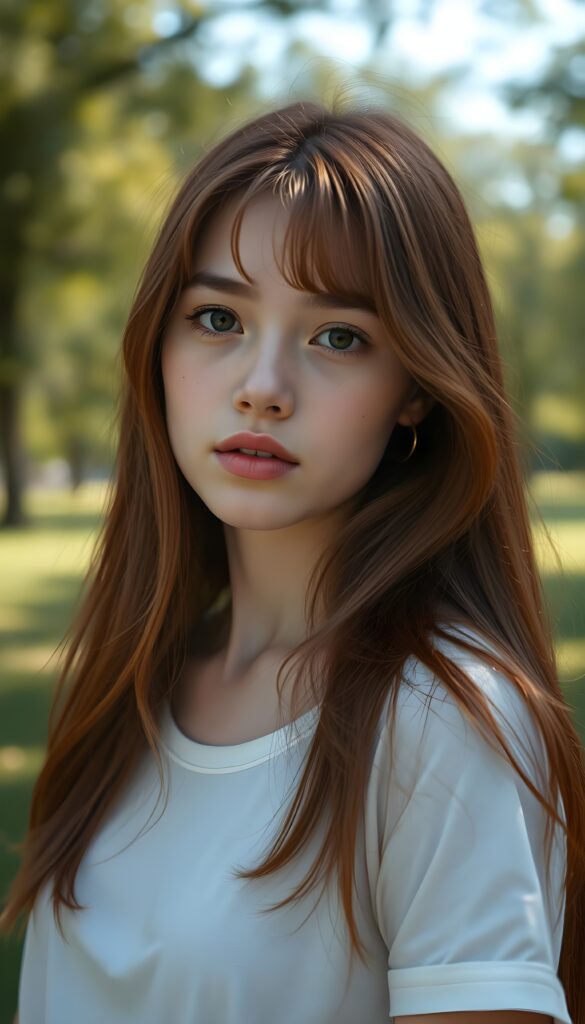 alone in a sunny green park, trees.