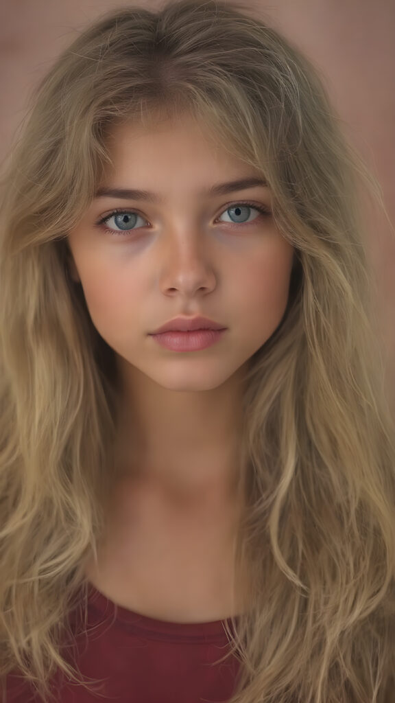 a sugar-sweet, Latin American girl, long wavy soft hair, portrait of the entire upper body, detailed and realistic