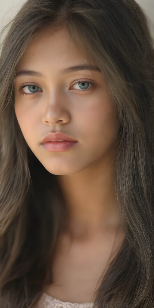 a (((super nice and charming young teen girl), age 15, with an innocent air yet a mature and welcoming expression) with flowing, (((extremely long black soft hair))) that cascades down to her hips, (softly waving) in a warm, inviting summer breeze. Her features are exuding an unmistakable allure, with perfectly sculpted lips and eyes that radiate a youthful vibrancy. Her skin is a light brown canvas that adds to her ethereal allure. (((She's dressed in a very cute summer dress that accentuates her flawless complexion even at an early age))) She's not only effortlessly beautiful but also exudes a sense of youthful charm and confidence, making her even more of a heart-throb in the teenage scene.