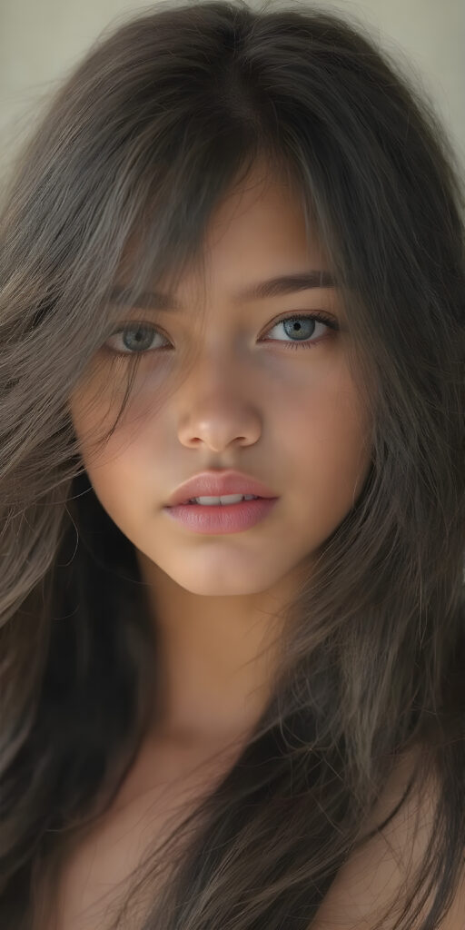 a (((super nice and charming young teen girl), age 15, with an innocent air yet a mature and welcoming expression) with flowing, (((extremely long black soft hair))) that cascades down to her hips, (softly waving) in a warm, inviting summer breeze. Her features are exuding an unmistakable allure, with perfectly sculpted lips and eyes that radiate a youthful vibrancy. Her skin is a light brown canvas that adds to her ethereal allure. (((She's dressed in a very cute summer dress that accentuates her flawless complexion even at an early age))) She's not only effortlessly beautiful but also exudes a sense of youthful charm and confidence, making her even more of a heart-throb in the teenage scene.