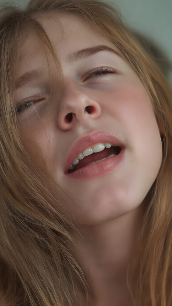 a teenage girl with orange hair, freckles, long soft hair, + BESCHREIBUNG EMOTION