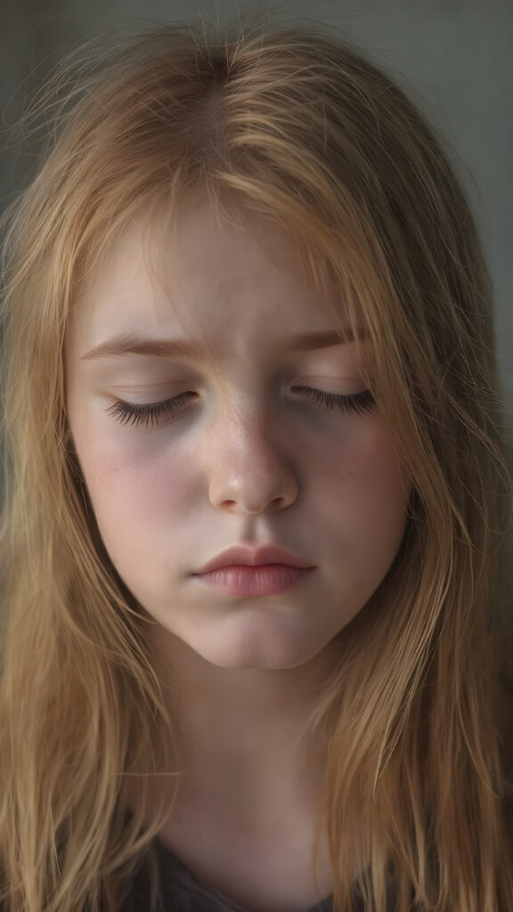 a teenage girl with orange hair, freckles, long soft hair, + BESCHREIBUNG EMOTION