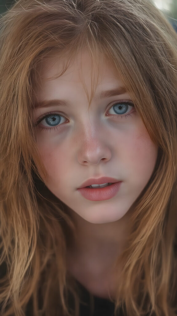 a teenage girl with orange hair, freckles, long soft hair, + BESCHREIBUNG EMOTION