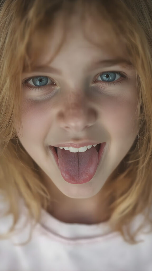 a teenage girl with orange hair, freckles, long soft hair, + BESCHREIBUNG EMOTION