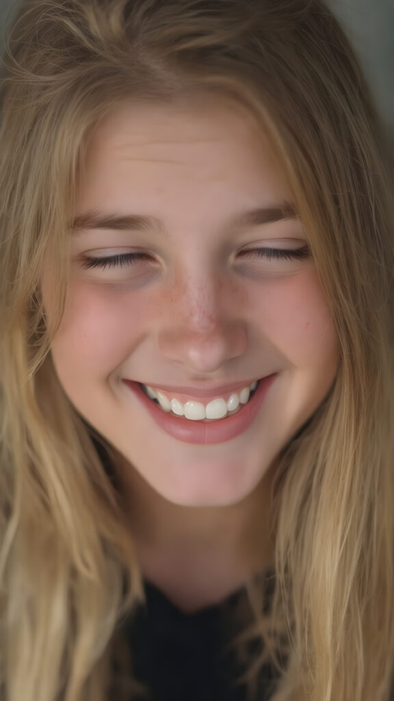 a teenage girl with orange hair, freckles, long soft hair, + BESCHREIBUNG EMOTION