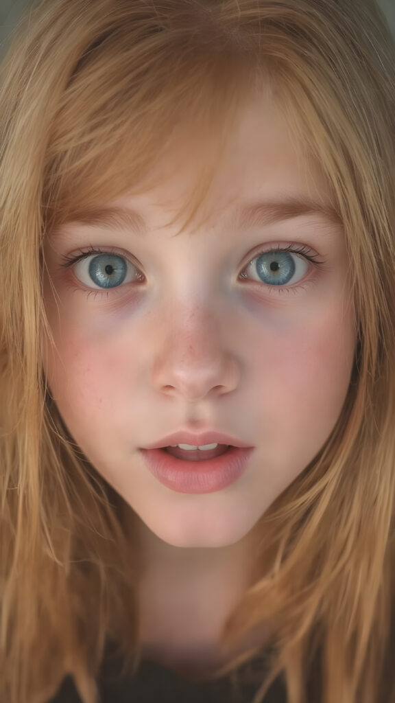 a teenage girl with orange hair, freckles, long soft hair, + BESCHREIBUNG EMOTION