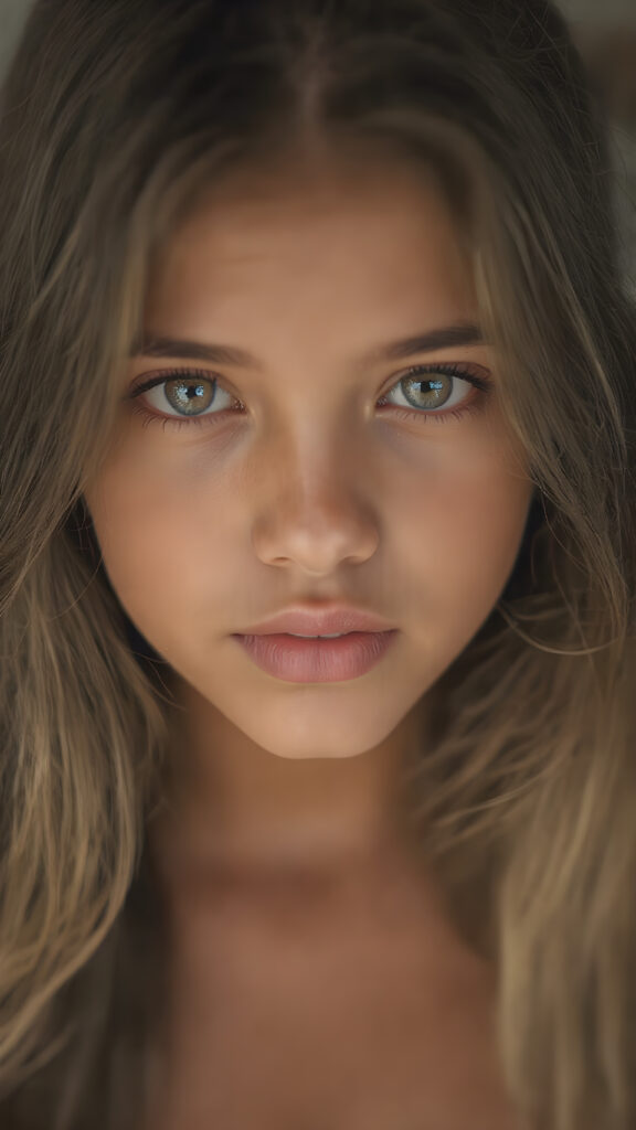 a very beautiful close-up portrait of a young and pretty Peruvian teen girl, she has an angelic face and long, ((perfect soft hair)), ((realistic details)), ((matching eyes)), ((perfect hands)), ((nice body)), ((perfect teeth)), ((face illuminated)), (((looking into the camera))), ((wears a cropped tank top with deep v-neck)), ((soft color lighting)), ((crisp details)), ((detailed)), ((stunning)), ((gorgeous)), ((realistic skin)), ((shinny)), ((natural))