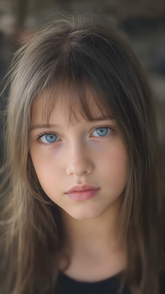 a (((very young, petite and cute teen girl))), with ((super long, jet black hair, straight and smooth soft hair, detailed face, super realistic blue eyes, centered portrait, full face