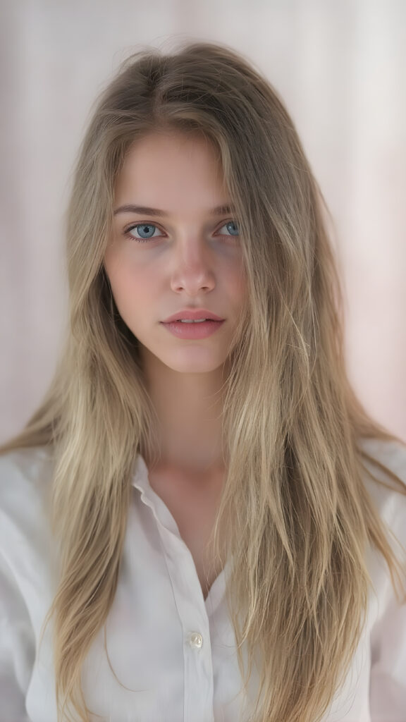 a (((vivid full body portrait))) showcasing a (((natural girl))) with long, (((detailed hair))), flowing down her shoulders and cascading down her back, her lips are full and painted in a (((light natural pink)), matching eyes she’s wearing a (((cotton shirt))), and a (((natural-toned body))), adorned with (((delicate hand and finger tattoos))), that give off a (((soft, pastel glow))). Her attire is (((comfortable, natural, and elegant))). She exudes a (((natural beauty))), with a (((light natural pink complexion))), and (((a soft, pastel pink expression))), that complements her (((vibrant, natural eyes))) beautifully. The scene is captured in a (((high-resolution, natural photograph))), with a (((soft, pastel pink light shining on her))) as the backdrop. Her posture is (((the most beautiful part of her body))), as it embodies (((Natural Beauty with a radiant glow))) that radiates an (((ethereal and alluring expression))), which gives off a (((subtle yet captivating vibe))).