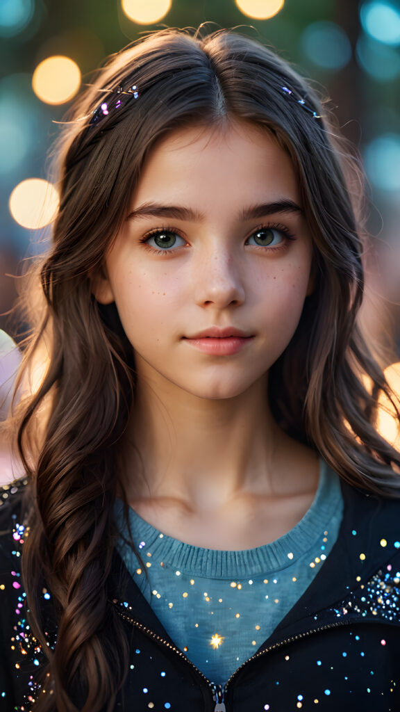 a young cute magic teen girl, (detailed portrait) (stunning)