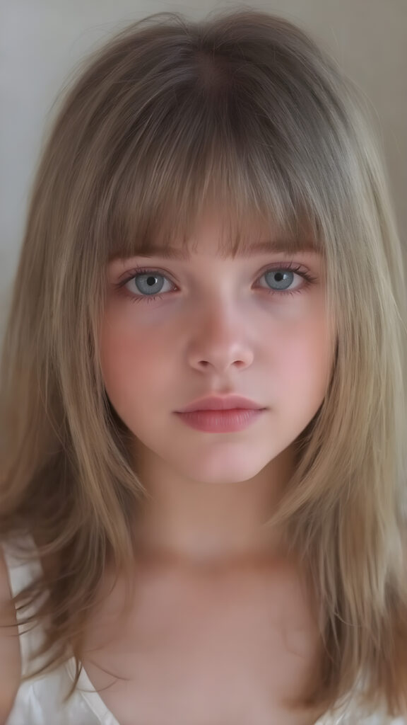 a (((young girl))), wears a short cropped tank top, straight soft brown and blonde long hair, ((round face)), full kissable lips, looks like a Lolita, cute, gorgeous, stunning