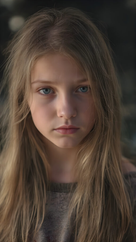 a young girl, super long straight blond brown hair, stunning, moonlight