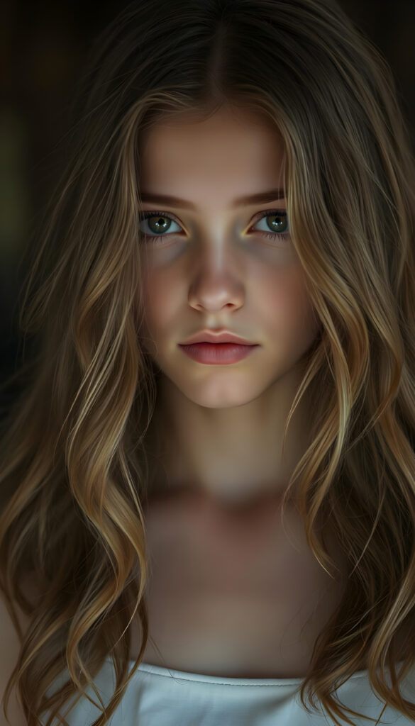 a young teen girl, ((detailed wavy hair)), perfect face, white cropped top, ((the grand sorceress))