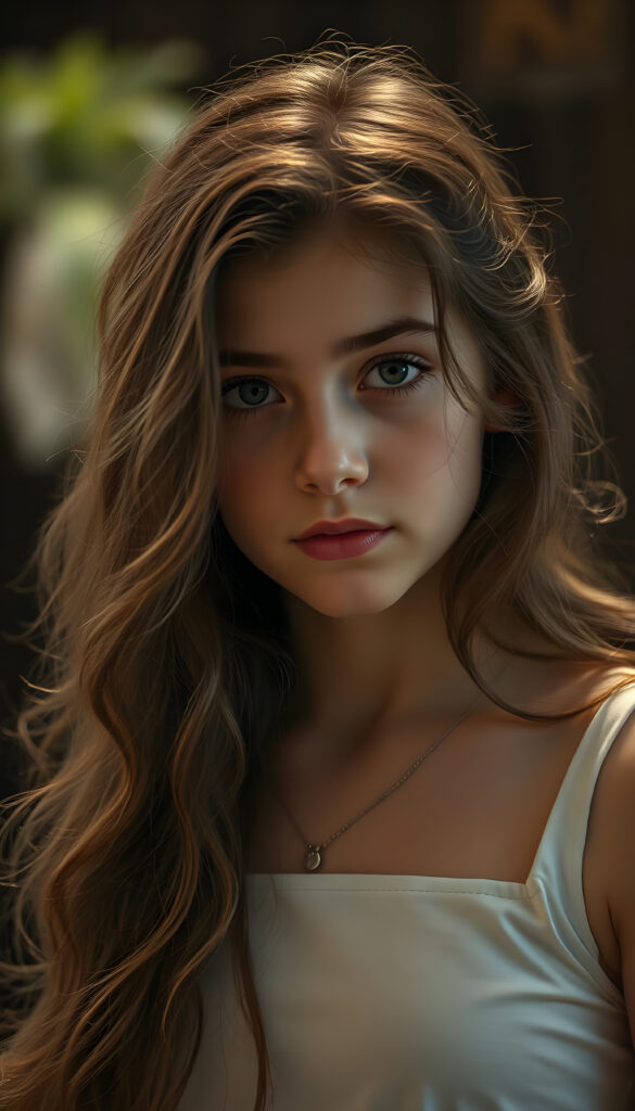 a young teen girl, ((detailed wavy hair)), perfect face, white cropped top, ((the grand sorceress))